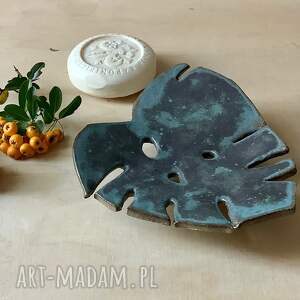 handmade ceramika mydelniczka "monstera"