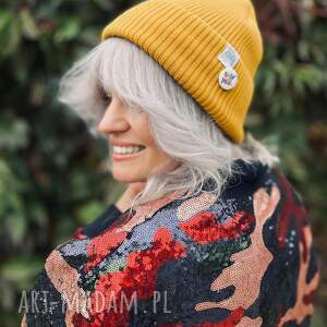 Czapka beanie z bawełny logo kolorowe “Miodowa musztarda”