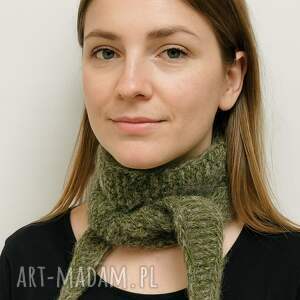 ręcznie robiony ciepły szalik apaszka w stylu skandynawskim alpaka i jedwab