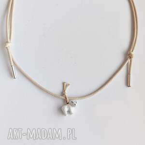 miś wisiorek sznurek, srebro