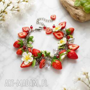 Bransoletka Truskawkowy Ogród - biżuteria handmade