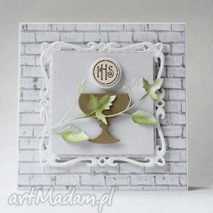 handmade scrapbooking kartki komunia w bieli - pamiątka