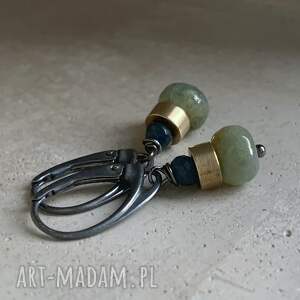 kolczyki forest little birds agatami, jadeitem