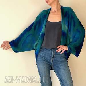 Sweter/bolero z merino szmaragd niany, bolerko, wełna, unikat