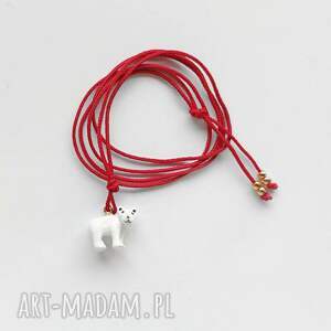 MIŚ wisiorek z emaliowaną zawieszką i szklanymi koralikami - handmade