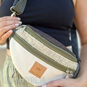 zamszowa nerka basic kremowo - szałwiowa niej torebki