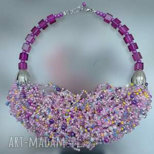 naszyjnik mgiełka multicolor, kolorowe korale na szyje multikolorowe mix