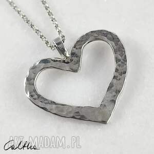 caltha serce - srebrny wisiorek duży 2203-04, wisior, srebrna