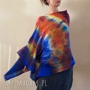 handmade poncho wełniana narzutka ogień&woda