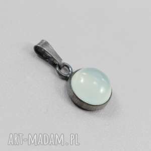 agat aqua w srebrze - wisiorek 2668 minimalistyczny, oksydowany