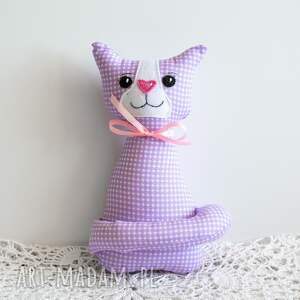 kotek torebkowy liliana 25 cm kociak, lawendowy dla dziecka kociara, maskota