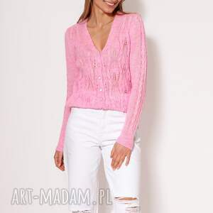 sweter z głębokim dekoltem - swe267 baby pink mkm