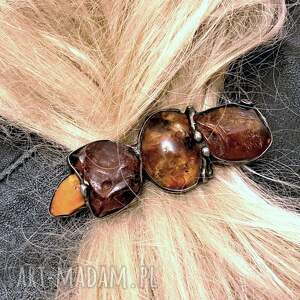 Prezent Spinka do włosów z bursztynu UNIKAT ręcznie robiony