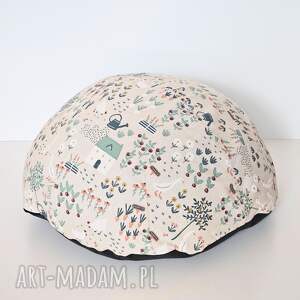 naturalna w kolorze lnu pufa dziecięca sielankowa zagroda - spokojna i bajkowa