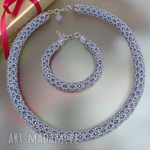 Naszyjnik Sznur Koralikowy z Kryształków z Bransoletką