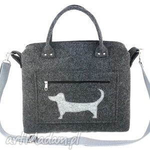 ręcznie robione na ramię anthracite chest & dog on pocket