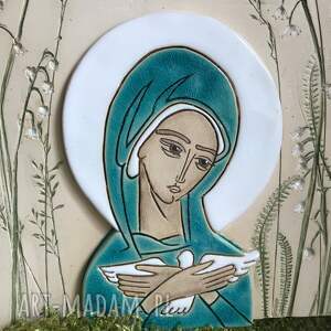 ikona ceramiczna z wizerunkiem matki bożej - pneumatofora matka boża, ślub