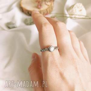 pierścionek jadeit regulowany stal chirurgiczna handmade wirewrapping, pomysł
