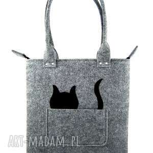 handmade na ramię grey square & cat