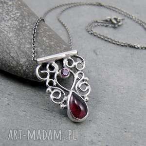 handmade naszyjniki tiny pendant orient garnet filligree