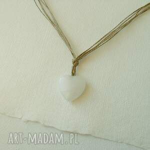 Kryształowe serce Naszyjnik lniany, kryształ - górski