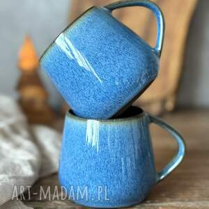 zestaw dla dwojga - kubek beczułka ręcznie robiony niebieski 320 ml borówka