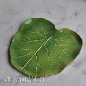 handmade ceramika patera dekoracyjna - liść ceramiczny