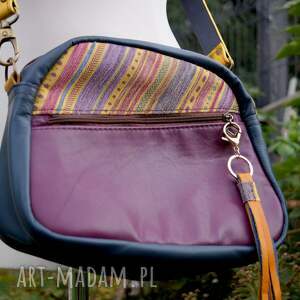 na ramię zuchwała zośka torebka skórzana kuferek granat fiolet żółty wzory