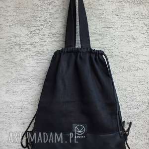 torebki torba plecak konopny konopia, len, ekologiczna, wegańka, czarna