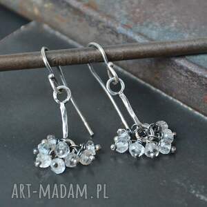 Kolczyki grona z topazem, topaz imperial, srebro oksydowane