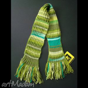 handmade szaliki szaliczek w zielone paseczki