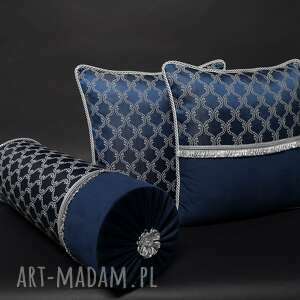ręczne wykonanie poduszki poduszki dekoracyjne komplet 3 poduszek granat barok
