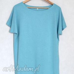 handmade bluzki gładka koszulka l/xl oversize błękitna