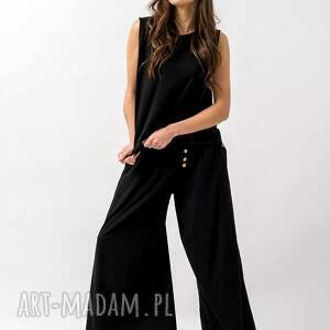 komplet damskilouise czarny, spódnico spodnie dwu częściowy, szerokie