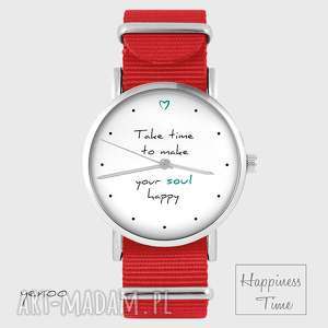 ręcznie zrobione zegarki zegarek - make your soul happy czerwony, nato