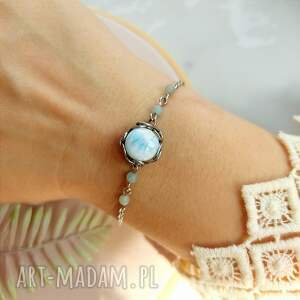 handmade bransoletka larimar stal chirurgiczna wirewrapping handmade