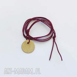 okrąg wisiorek, sznurek, mosiądz, zmatowione, wyjątkowy prezent