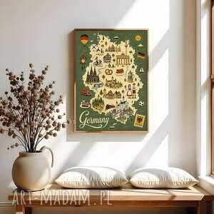 Plakat mapa Niemiec 40x50 cm - kolorowa mapa na ścianę