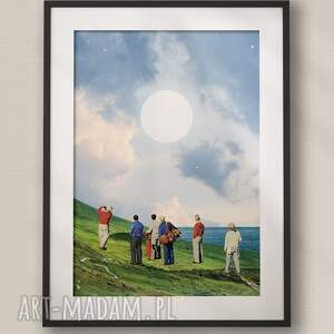 Plakat klify seven sisters - kolaż fine art, kosmos, surrealizm, surrealistyczny, anglia