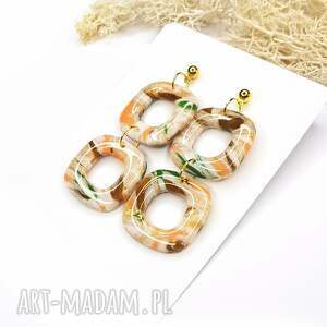 kolczyki harmonia kwadraty glinka polimerowa