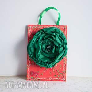 handmade broszki broszka kwiat - butelkowa zieleń