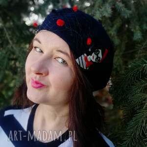 handmade czapki granatowy beret