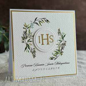 zaproszenia komunijne ręcznie robione, wzór 4e pierwsza komunia