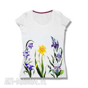 unikatowa ręcznie malowana koszulka - bluzka kwiaty shirt modny kwiatowy