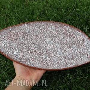 ceramiczny talerz z gliny patera w kwiaty, ceramiczna, polska