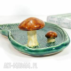 ceramiczny talerzyk z grzybkiem biżuterię, drobiazgi, przekąski misa