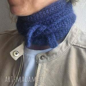 szalissant - mini szalik alpaka moher z jedwabiem, granatowy melanż
