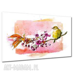 Obraz na płótnie Ptak i kwiaty 120x80 cm do sypialni