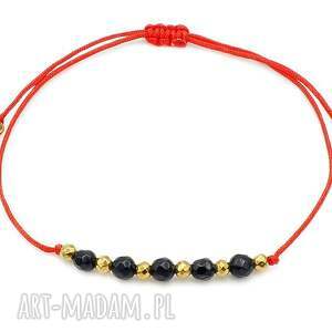czerwona bransoletka szczęścia ochrona turmalin, kamienie naturalne regulowana