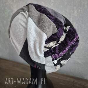 czapka smerfetka patchworkowa na podszewce świetna na codzienne noszenie boks